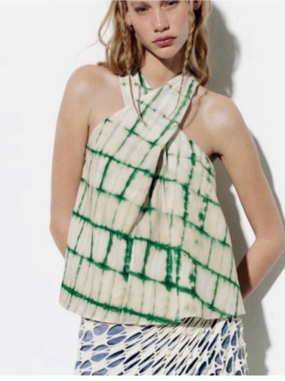 Zara Green Tie-Dye Halter Top